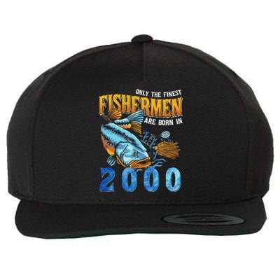 Retro Vintage Fisherman Are Born In 2000 Fishing Birthday Wool Snapback Cap