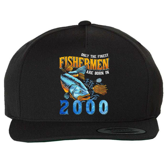 Retro Vintage Fisherman Are Born In 2000 Fishing Birthday Wool Snapback Cap