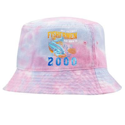 Retro Vintage Fisherman Are Born In 2000 Fishing Birthday Tie-Dyed Bucket Hat