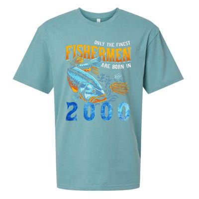 Retro Vintage Fisherman Are Born In 2000 Fishing Birthday Sueded Cloud Jersey T-Shirt