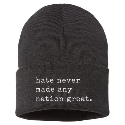 Retro Vintage Funny Hate Never Made Any Nation Great Sustainable Knit Beanie