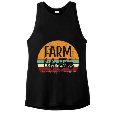 Retro Vintage Farm Life Farming Tractor Family Farmer Ladies PosiCharge Tri-Blend Wicking Tank