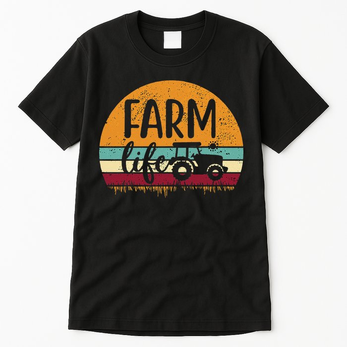 Retro Vintage Farm Life Farming Tractor Family Farmer Tall T-Shirt