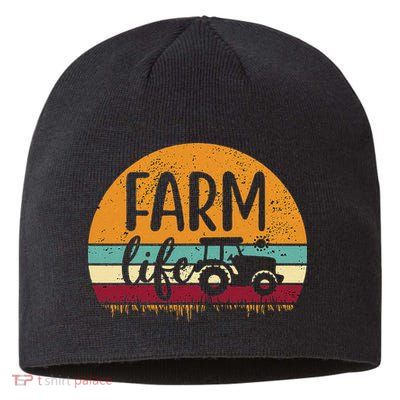 Retro Vintage Farm Life Farming Tractor Family Farmer Sustainable Beanie