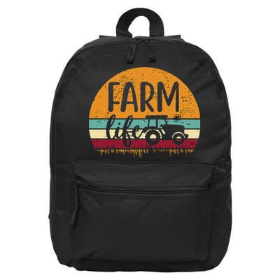 Retro Vintage Farm Life Farming Tractor Family Farmer 16 in Basic Backpack