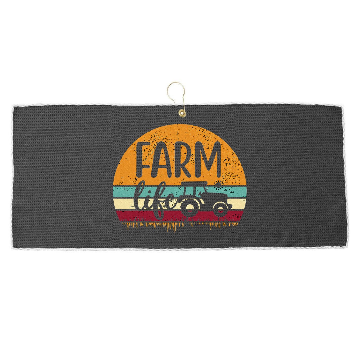Retro Vintage Farm Life Farming Tractor Family Farmer Large Microfiber Waffle Golf Towel