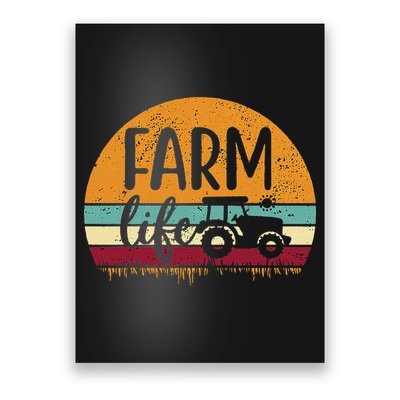 Retro Vintage Farm Life Farming Tractor Family Farmer Poster