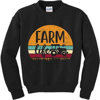 Retro Vintage Farm Life Farming Tractor Family Farmer Kids Sweatshirt