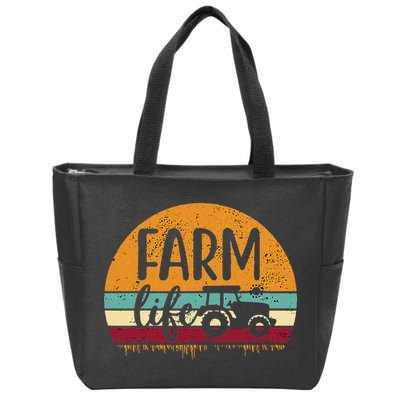 Retro Vintage Farm Life Farming Tractor Family Farmer Zip Tote Bag
