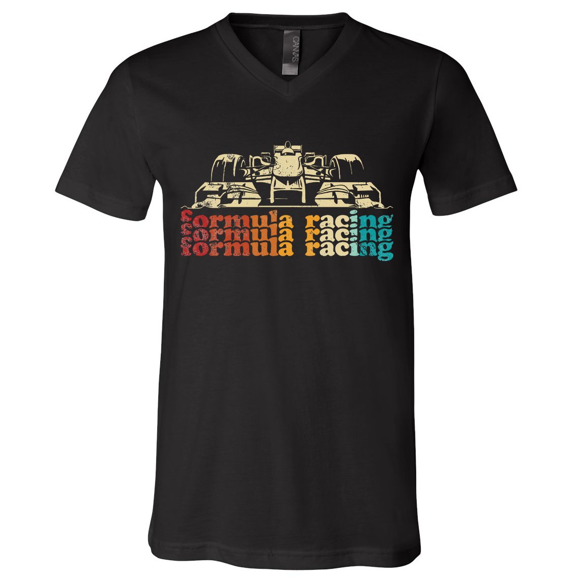 Retro Vintage Formula Racing Silhouette Race Car Lovers Fan V-Neck T-Shirt