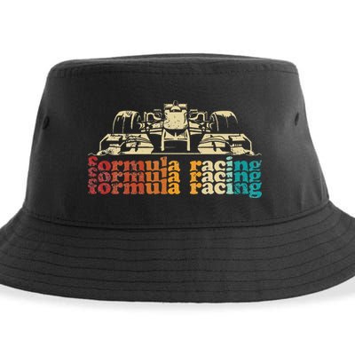 Retro Vintage Formula Racing Silhouette Race Car Lovers Fan Sustainable Bucket Hat