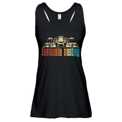 Retro Vintage Formula Racing Silhouette Race Car Lovers Fan Ladies Essential Flowy Tank