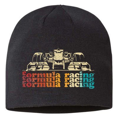 Retro Vintage Formula Racing Silhouette Race Car Lovers Fan Sustainable Beanie