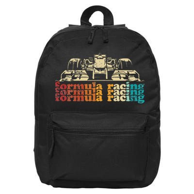Retro Vintage Formula Racing Silhouette Race Car Lovers Fan 16 in Basic Backpack