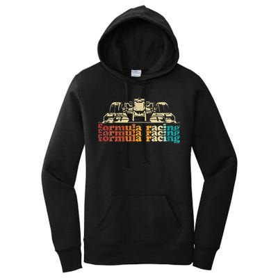 Retro Vintage Formula Racing Silhouette Race Car Lovers Fan Women's Pullover Hoodie