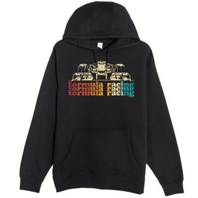 Retro Vintage Formula Racing Silhouette Race Car Lovers Fan Premium Pullover Hoodie