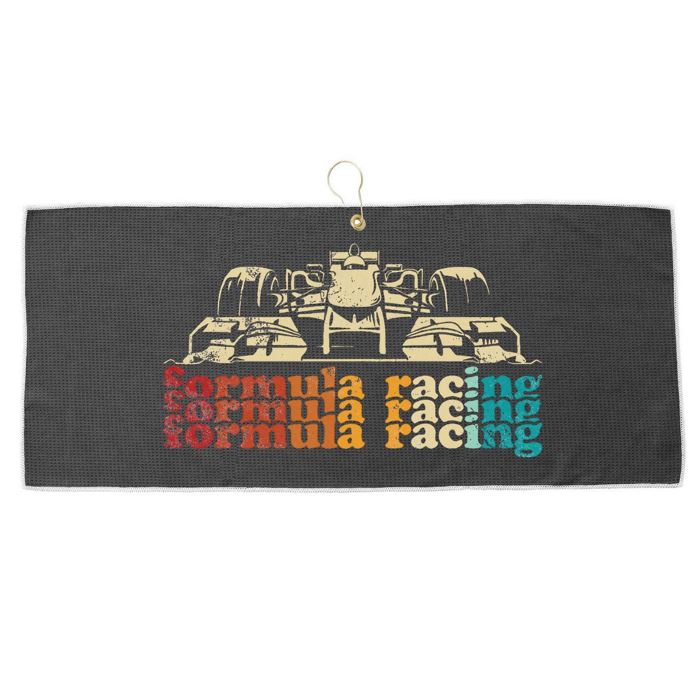 Retro Vintage Formula Racing Silhouette Race Car Lovers Fan Large Microfiber Waffle Golf Towel