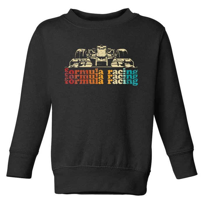 Retro Vintage Formula Racing Silhouette Race Car Lovers Fan Toddler Sweatshirt