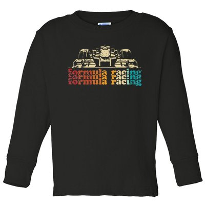 Retro Vintage Formula Racing Silhouette Race Car Lovers Fan Toddler Long Sleeve Shirt