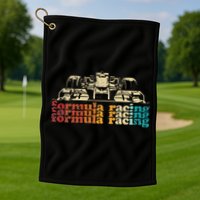 Retro Vintage Formula Racing Silhouette Race Car Lovers Fan Golf Towel