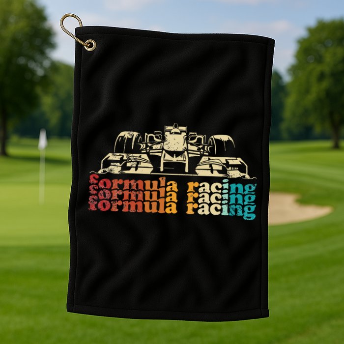 Retro Vintage Formula Racing Silhouette Race Car Lovers Fan Golf Towel