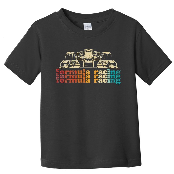 Retro Vintage Formula Racing Silhouette Race Car Lovers Fan Toddler T-Shirt