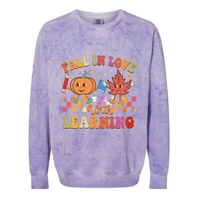 Retro Vintage Fall In Love With Learning Colorblast Crewneck Sweatshirt