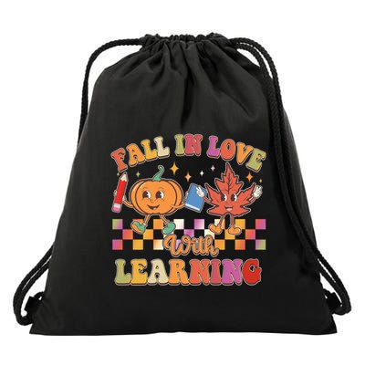 Retro Vintage Fall In Love With Learning Drawstring Bag