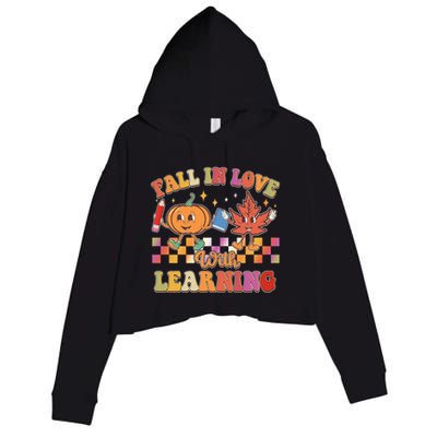 Retro Vintage Fall In Love With Learning Crop Fleece Hoodie