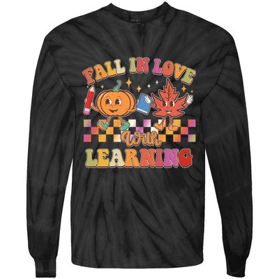 Retro Vintage Fall In Love With Learning Tie-Dye Long Sleeve Shirt