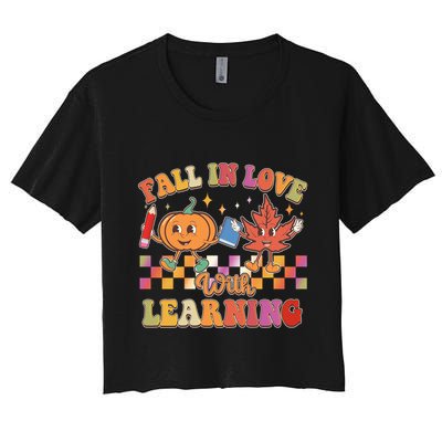 Retro Vintage Fall In Love With Learning Crop Top