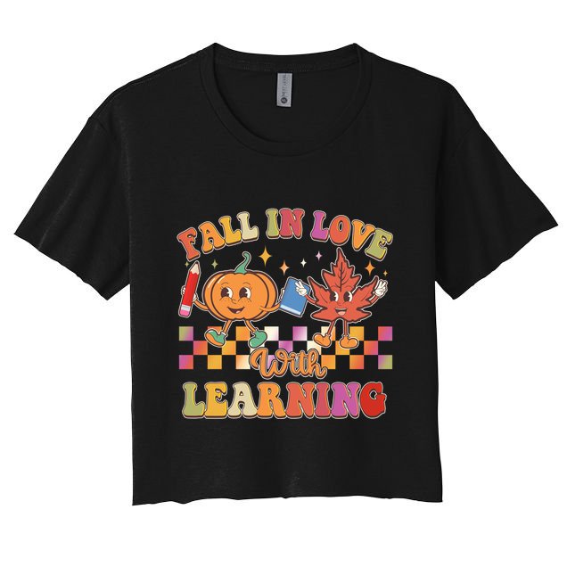 Retro Vintage Fall In Love With Learning Crop Top