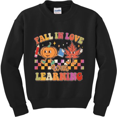 Retro Vintage Fall In Love With Learning Kids Sweatshirt