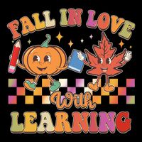 Retro Vintage Fall In Love With Learning Kids T-Shirt