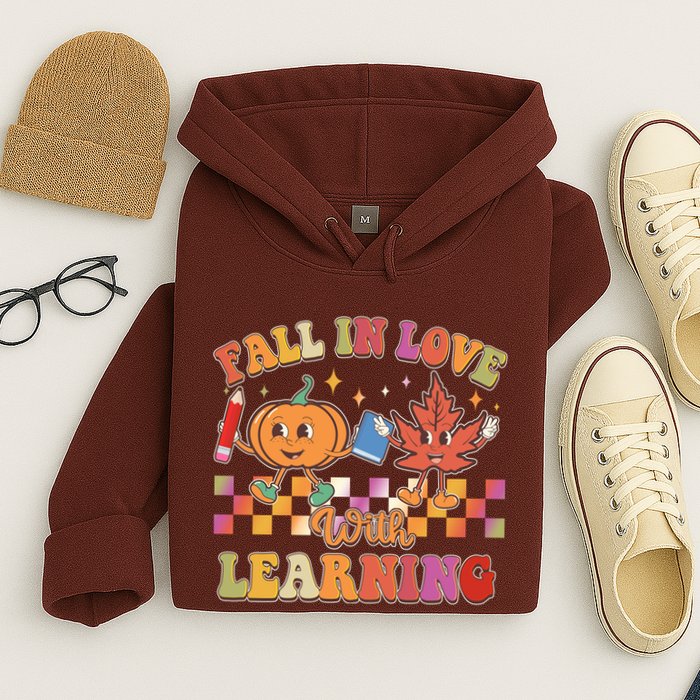 Retro Vintage Fall In Love With Learning Hoodie