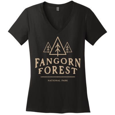 Retro Vintage Fangorn Forest National Park Bookworms Saying Women's V-Neck T-Shirt