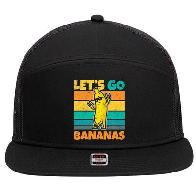 Retro Vintage Funny Banana Meme Let Go Banana Rocker Bananas 7 Panel Mesh Trucker Snapback Hat