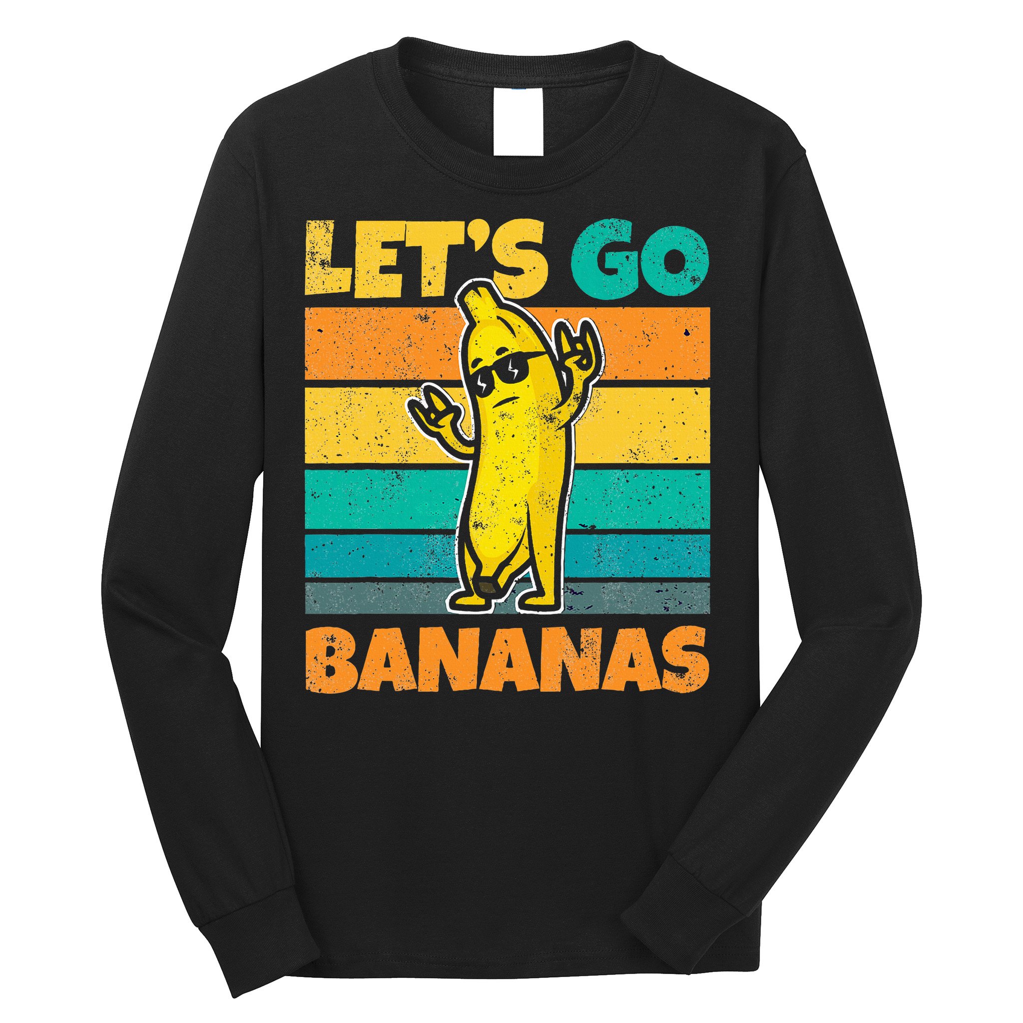 Retro Vintage Funny Banana Meme Let Go Banana Rocker Bananas Long Sleeve Shirt