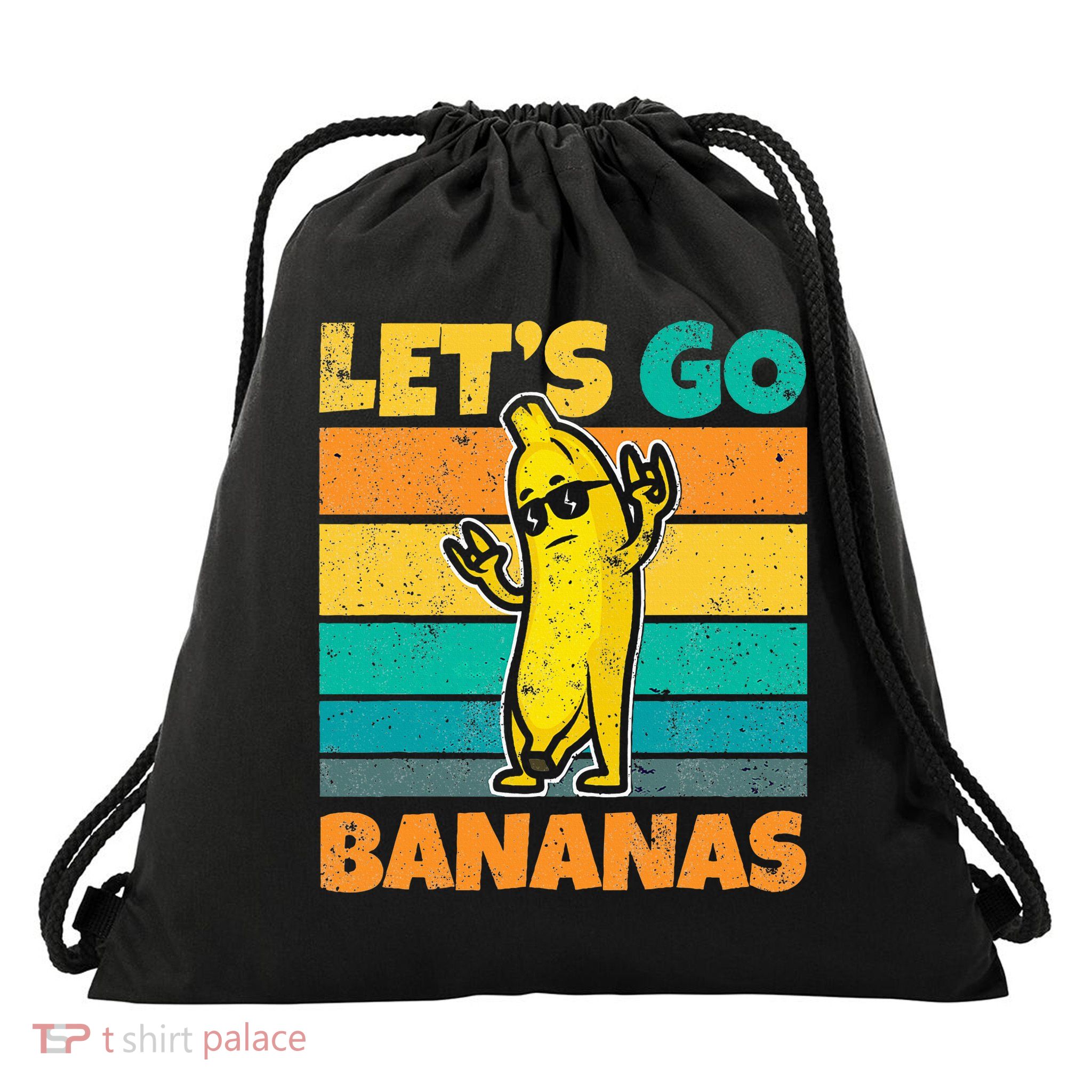 Retro Vintage Funny Banana Meme Let Go Banana Rocker Bananas Drawstring Bag