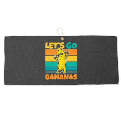 Retro Vintage Funny Banana Meme Let Go Banana Rocker Bananas Large Microfiber Waffle Golf Towel