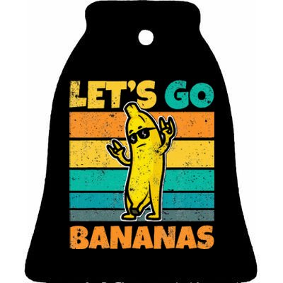 Retro Vintage Funny Banana Meme Let Go Banana Rocker Bananas Ceramic Bell Ornament