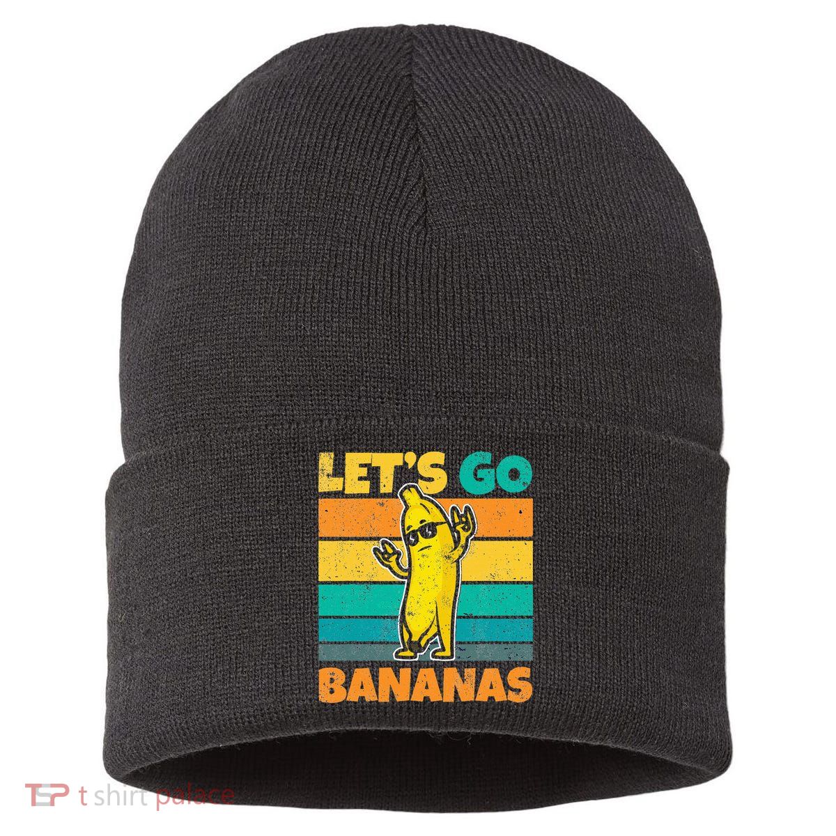 Retro Vintage Funny Banana Meme Let Go Banana Rocker Bananas Sustainable Knit Beanie