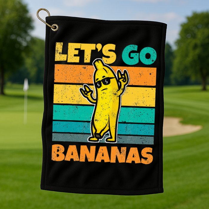 Retro Vintage Funny Banana Meme Let Go Banana Rocker Bananas Golf Towel