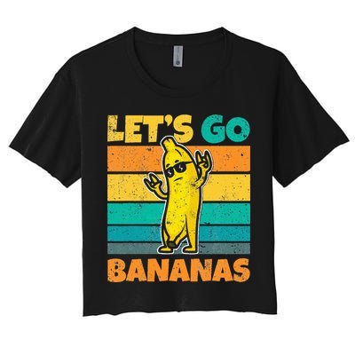 Retro Vintage Funny Banana Meme Let Go Banana Rocker Bananas Crop Top