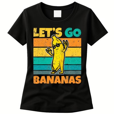 Retro Vintage Funny Banana Meme Let Go Banana Rocker Bananas Womens T-Shirt