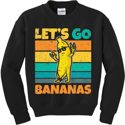 Retro Vintage Funny Banana Meme Let Go Banana Rocker Bananas Kids Sweatshirt
