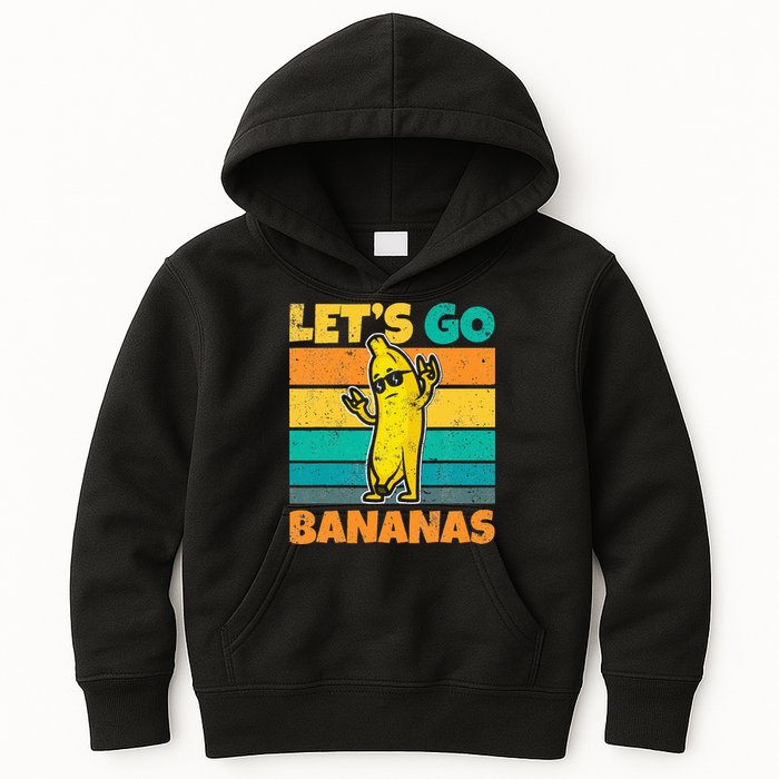 Retro Vintage Funny Banana Meme Let Go Banana Rocker Bananas Kids Hoodie