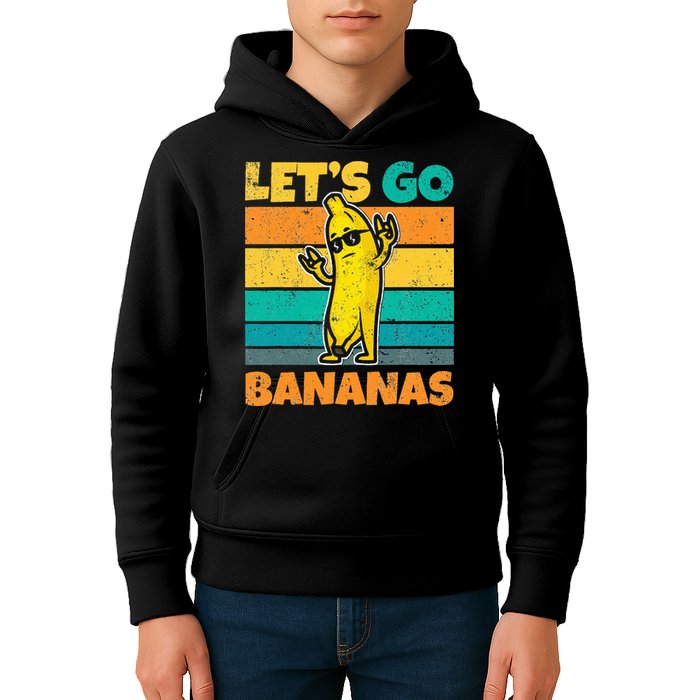 Retro Vintage Funny Banana Meme Let Go Banana Rocker Bananas Kids Hoodie