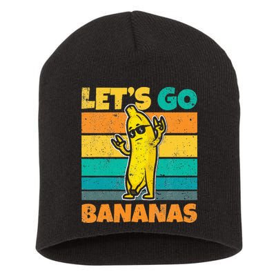 Retro Vintage Funny Banana Meme Let Go Banana Rocker Bananas Short Acrylic Beanie