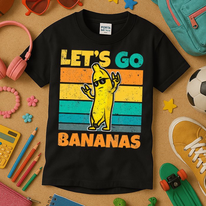 Retro Vintage Funny Banana Meme Let Go Banana Rocker Bananas Kids T-Shirt